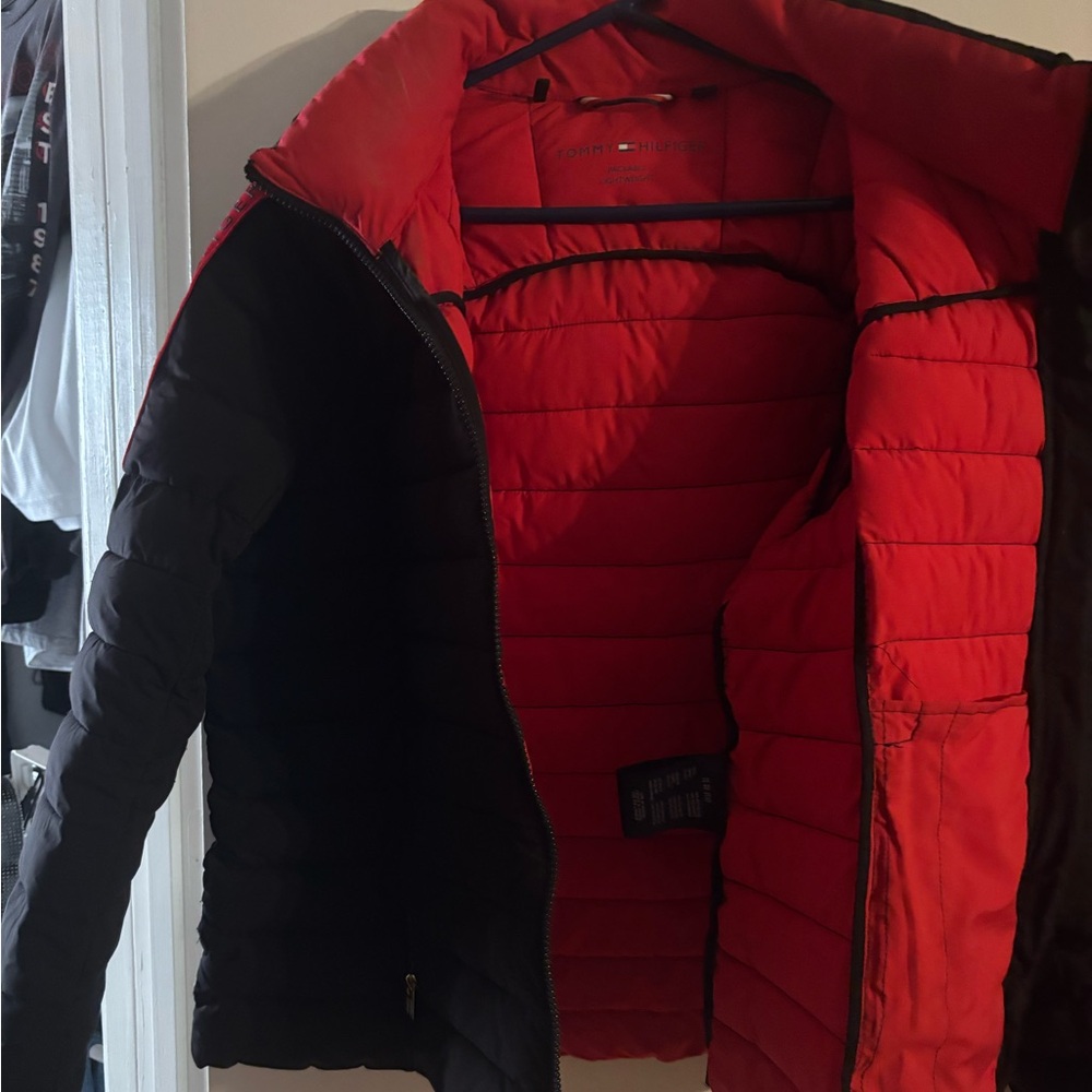 Tommy Hilfiger Black and Red Puffer Jacket